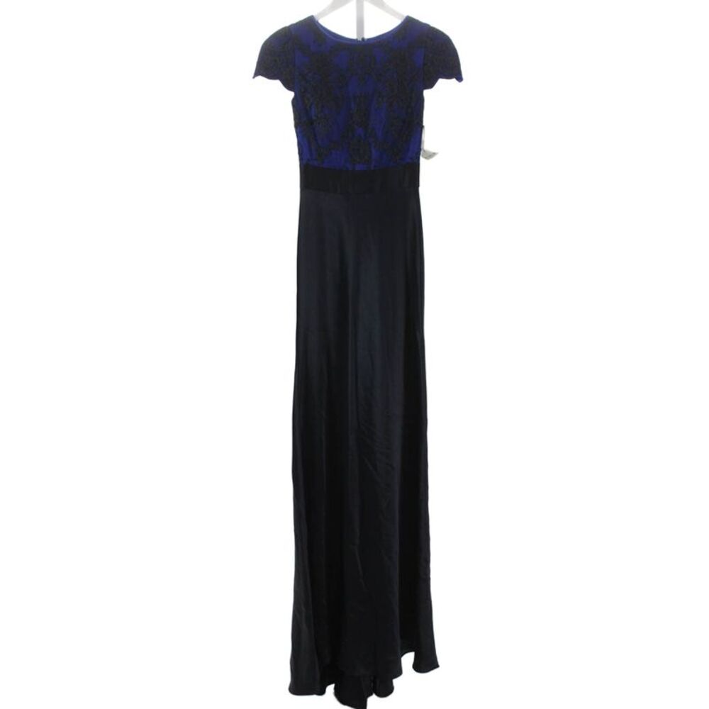 Catherine Deane Womens Maxi Dress Blue Lace Floral Short Sleeve Size 6